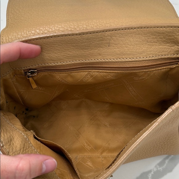 Elegant Longchamp Tan Leather Crossbody Bag - Picture 9 of 16